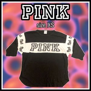 VS PINK 3/4 sleeve black and white with sequins SHIRT size XS